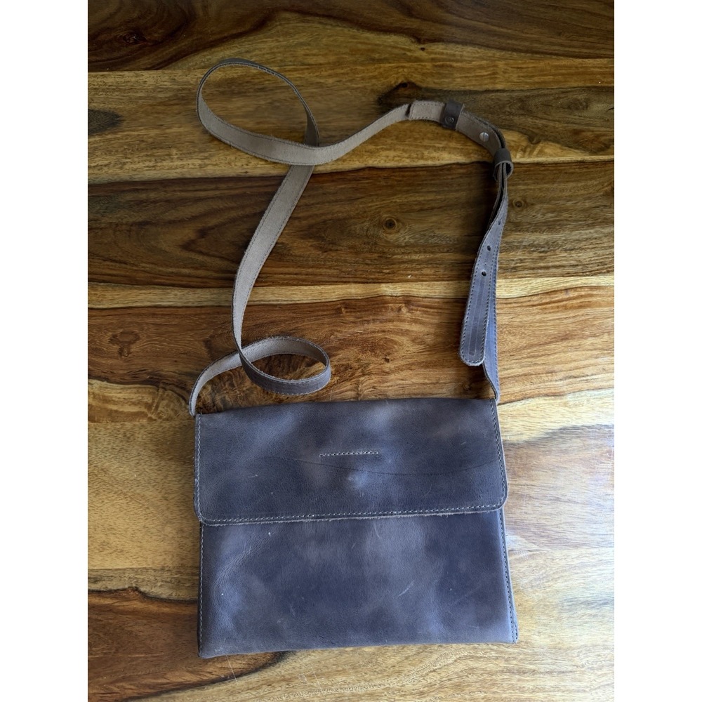 Hide And Drink Brown Leather Satchel Crossbody Purse Square Pocket Button Snap